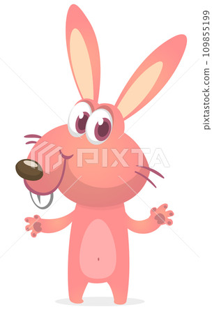 Happy cute bunny cartoon. Easter vector rabbit illustration Happy cute bunny cartoon. Easter vector rabbit illustration 109855199