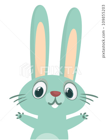 Happy cute bunny cartoon. Easter vector rabbit illustration Happy cute bunny cartoon. Easter vector rabbit illustration 109855203