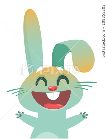 Happy cute bunny cartoon. Easter vector rabbit illustration Happy cute bunny cartoon. Easter vector rabbit illustration 109855205