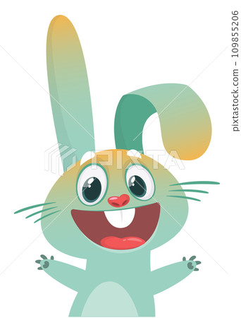 Happy cute bunny cartoon. Easter vector rabbit illustration Happy cute bunny cartoon. Easter vector rabbit illustration 109855206