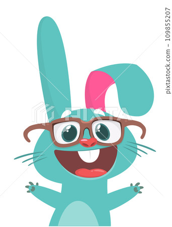 Happy cute bunny cartoon. Easter vector rabbit illustration Happy cute bunny cartoon. Easter vector rabbit illustration 109855207