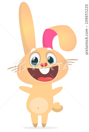 Happy cute bunny cartoon. Easter vector rabbit illustration Happy cute bunny cartoon. Easter vector rabbit illustration 109855220