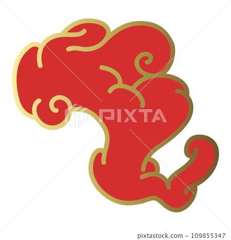 Clouds chinese style. Red and gold clouds, traditional Asian decorative retro element. Light cloud in paper cut style for festival Clouds chinese style. Red and gold clouds, traditional Asian decorative retro element. Light cloud in paper cut style for festival 109855347