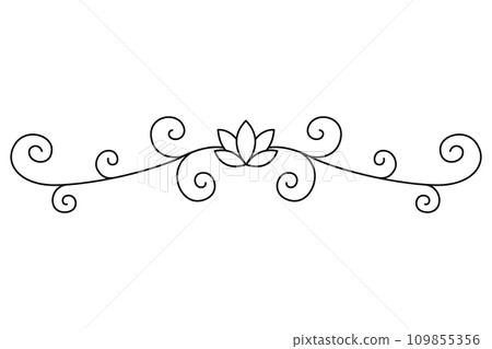 Flourish calligraphic design element. Page decoration symbol to embellish your layout. Linear of vintage swirl Flourish calligraphic design element. Page decoration symbol to embellish your layout. Linear of vintage swirl 109855356