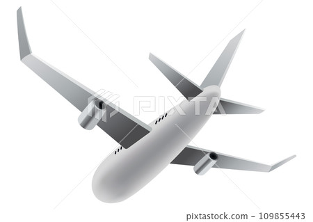 Flying airplane or airliner. Aircraft transport. Passenger flight jet airplane, aviation vehicle. Civil aircraft journey and aviation symbol. Wing flight transport 109855443