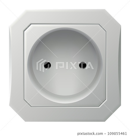 Realistic socket icon. Interior wall outlets or electric connector. Power electrical socket isolated on white background Realistic socket icon. Interior wall outlets or electric connector. Power electrical socket isolated on white background 109855461