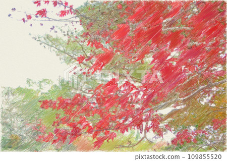 Illustration of bright red maple leaves 109855520