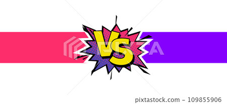 Cartoon comic background. Vs, fight versus. Comics book colorful competition poster with halftone elements. Retro Pop Art style. Vector illustration 109855906