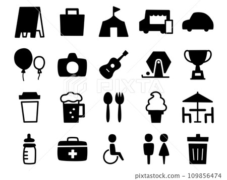 戶外活動的鬆散圖示集_黑色實心 戶外活動的鬆散圖示集_黑色實心 109856474