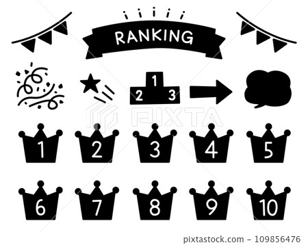 一組鬆散的排名圖示_黑色實心 109856476