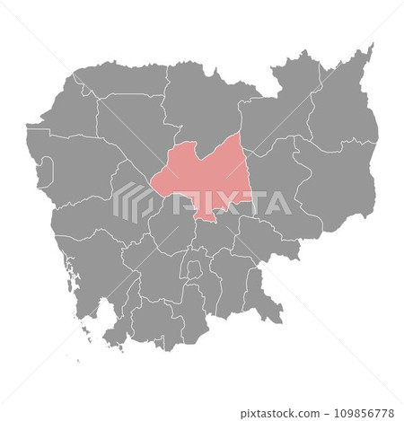 Kampong Thom province map, administrative division of Cambodia. Vector illustration. 109856778