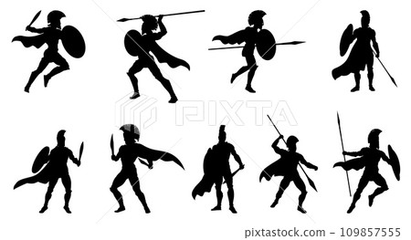Spartan Silhouette Gladiator Trojan Warrior Set 109857555