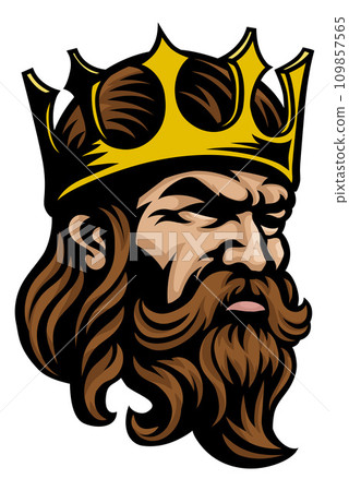 King Crown Warrior Head Mascot Medieval Face Man King Crown Warrior Head Mascot Medieval Face Man 109857565