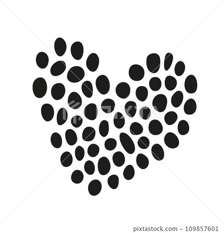 Heart made of polka dots hand drawn with line. Vector illustration 109857601