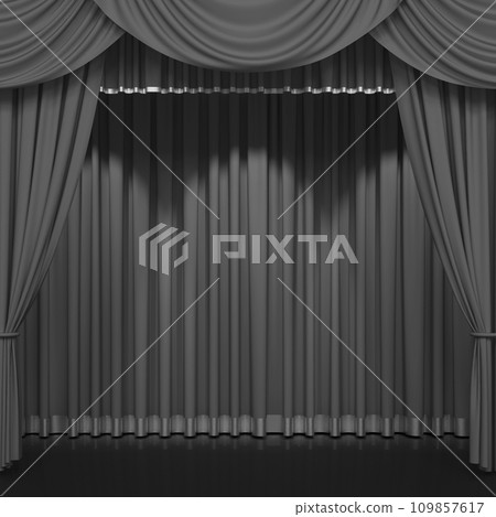 Luxury stage or windows curtains, realistic 3D illustration Luxury stage or windows curtains, realistic 3D illustration 109857617
