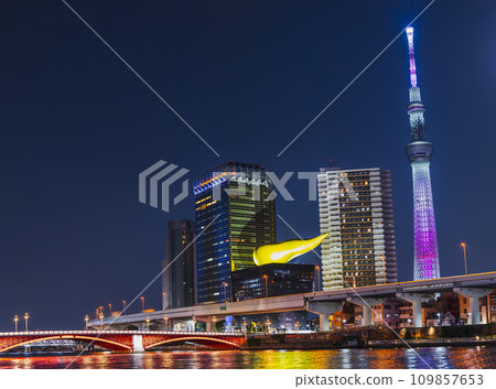 Night view of Sumida River, illuminated city [Taito Ward, Tokyo - Sumida Ward] 109857653