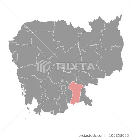 Prey Veng province map, administrative division of Cambodia. Vector illustration. Prey Veng province map, administrative division of Cambodia. Vector illustration. 109858033