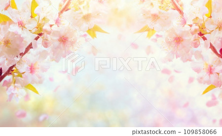 AI-generated image: Background material with dancing cherry blossom petals 109858066