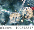Winter image material of glittering ornaments and stylish snow light bokeh illumination 109858817