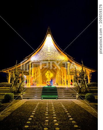 Wat Sirindhorn Wararam glowing temple in Ubon, Thailand Wat Sirindhorn Wararam glowing temple in Ubon, Thailand 109859376