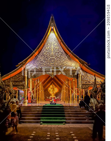 Wat Sirindhorn Wararam glowing temple in Ubon, Thailand Wat Sirindhorn Wararam glowing temple in Ubon, Thailand 109859418