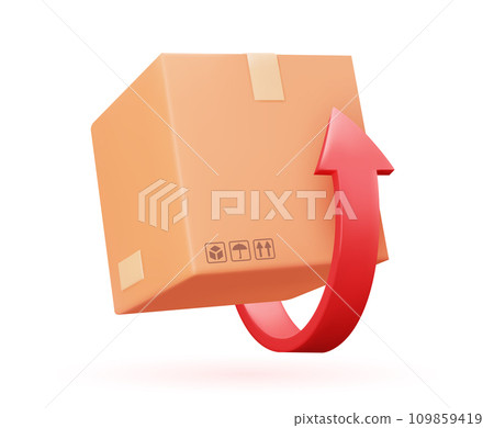 Box and arrow 3d icon. 109859419