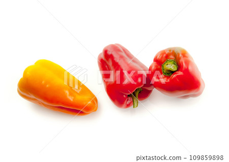 Three bell pepper isolated on white background with clipping path. . 109859898