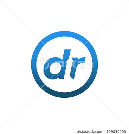 Letter DR monogram logo design images. Typography logo letter D and R with arrow icon in negative space style design inside circle shape 109859900