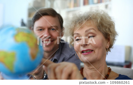 Happy curious relative talking Happy curious relative talking 109860261