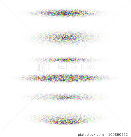 Stipple shadows set, dotted design elements. Fading gradient. Stippling, dotwork drawing, shading using dots. Pixel disintegration, halftone effect. Colored noise grainy texture. Vector illustration 109860352
