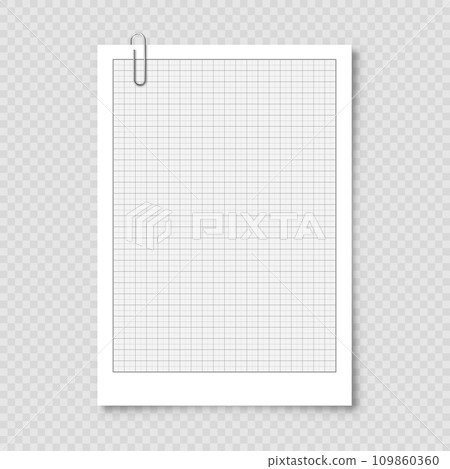 Sheet of graph paper with grid. Millimeter paper texture, geometric pattern. Gray lined blank for drawing, studying, technical engineering or scale measurement. Vector illustration Sheet of graph paper with grid. Millimeter paper texture, geometric pattern. Gray lined blank for drawing, studying, technical engineering or scale measurement. Vector illustration 109860360