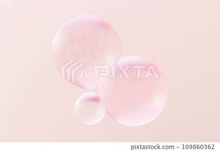 Image of plump pink balls, 3D rendering of beautiful transparent bubbles Image of plump pink balls, 3D rendering of beautiful transparent bubbles 109860362