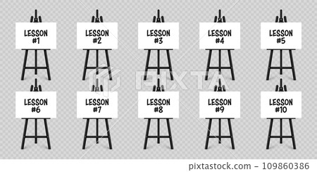 Monochrome picture, Wooden easel with a sheet of paper, vector