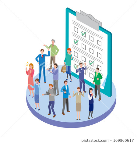 Image illustration of a questionnaire survey 109860617