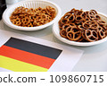 Image material of the German flag and famous pretzel 109860715