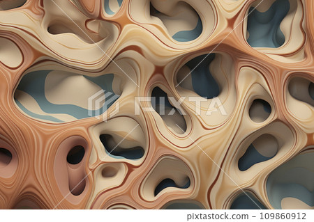 Biomorphic Abstraction. Background with curly shapes in neutral palette 109860912