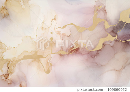 Abstract alcohol ink Peachy Fuzz background. Abstract art, watercolour effect, dreamy painting with acrylic paint.  109860952