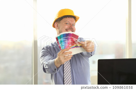 Portrait of Happy Male Designer Hold Color Palette 109861038