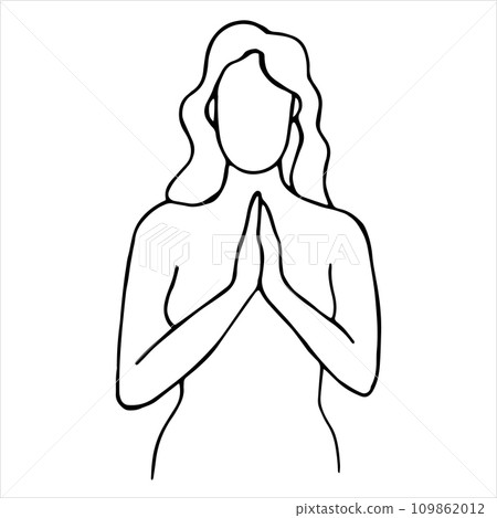 vector drawing of a woman, woman's body outline. abstract drawing in line art style 109862012