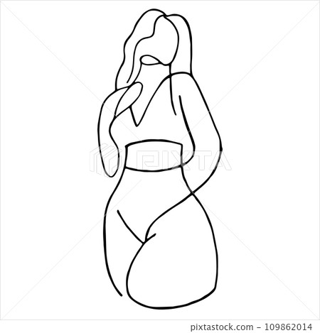 vector drawing of a woman, woman's body outline. abstract drawing in line art style vector drawing of a woman, woman's body outline. abstract drawing in line art style 109862014
