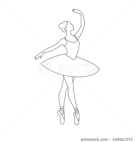Beautiful ballet dancer is posing, young graceful woman ballet dancer, young ballerina standing in ballet poses line art Beautiful ballet dancer is posing, young graceful woman ballet dancer, young ballerina standing in ballet poses line art 109862355