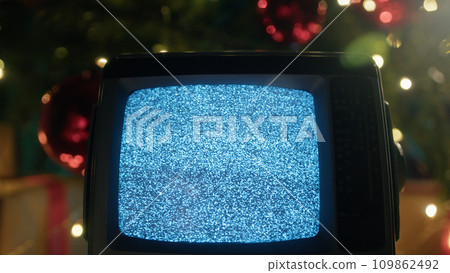 Christmas Static television with white noise and flickering Christmas Static television with white noise and flickering 109862492