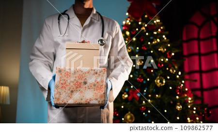 handcrafted gift boxes for Christmas holidays in a Clinic  109862577