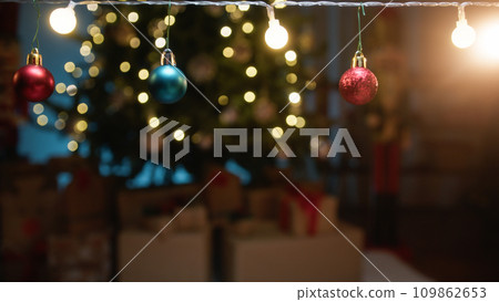 Christmas Lights Wire Against Tree 109862653