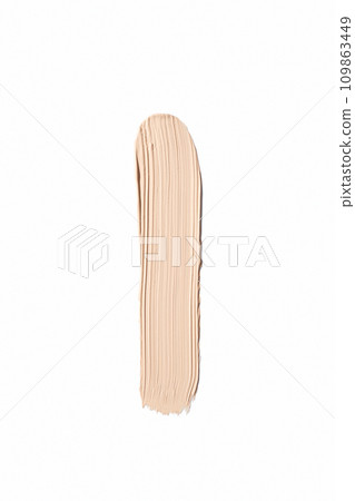 Liquid foundation smudge on white background. Beauty skincare texture swipe swatch. Cosmetic makeup cream sample isolated on white Liquid foundation smudge on white background. Beauty skincare texture swipe swatch. Cosmetic makeup cream sample isolated on white 109863449
