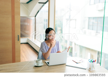Woman doing telework Woman doing telework 109863593