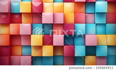 AI-generated content. A mesmerizing background of colorful cubes, arranged in a repeating pattern - Generative AI 109864451