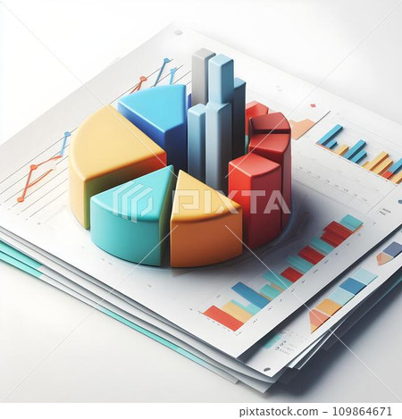 Business graph and chart on the white background. 3d rendering. 109864671