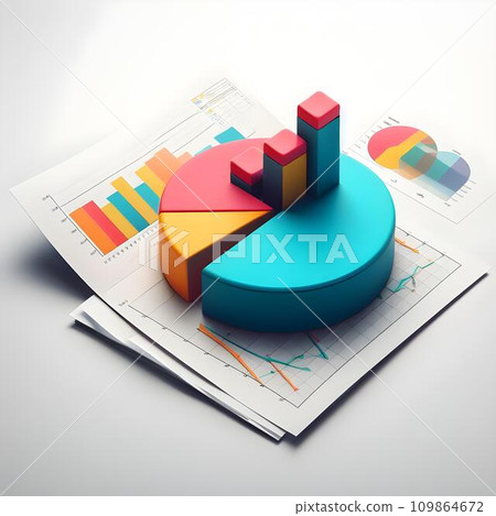 Business graph and chart on the white background. 3d rendering. Business graph and chart on the white background. 3d rendering. 109864672