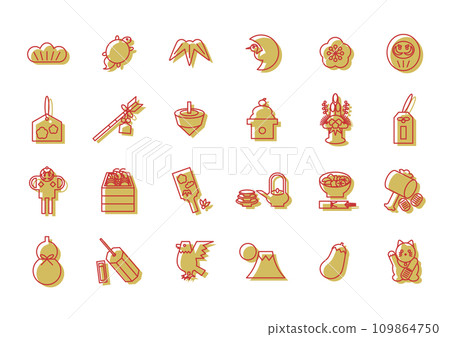 新年幸運符圖示插圖集（列印未對齊） 109864750